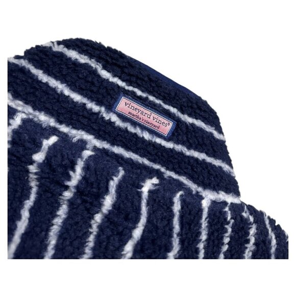 Vineyard Vines SHERPA The Shep Shirt Striped Fleece Blue Jacket Womens Medium - Picture 5 of 6